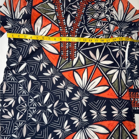 TORY BURCH Authentic Printed Cotton Tunic in Tory Navy Pottery Placed Sz 14. - Picture 9 of 14